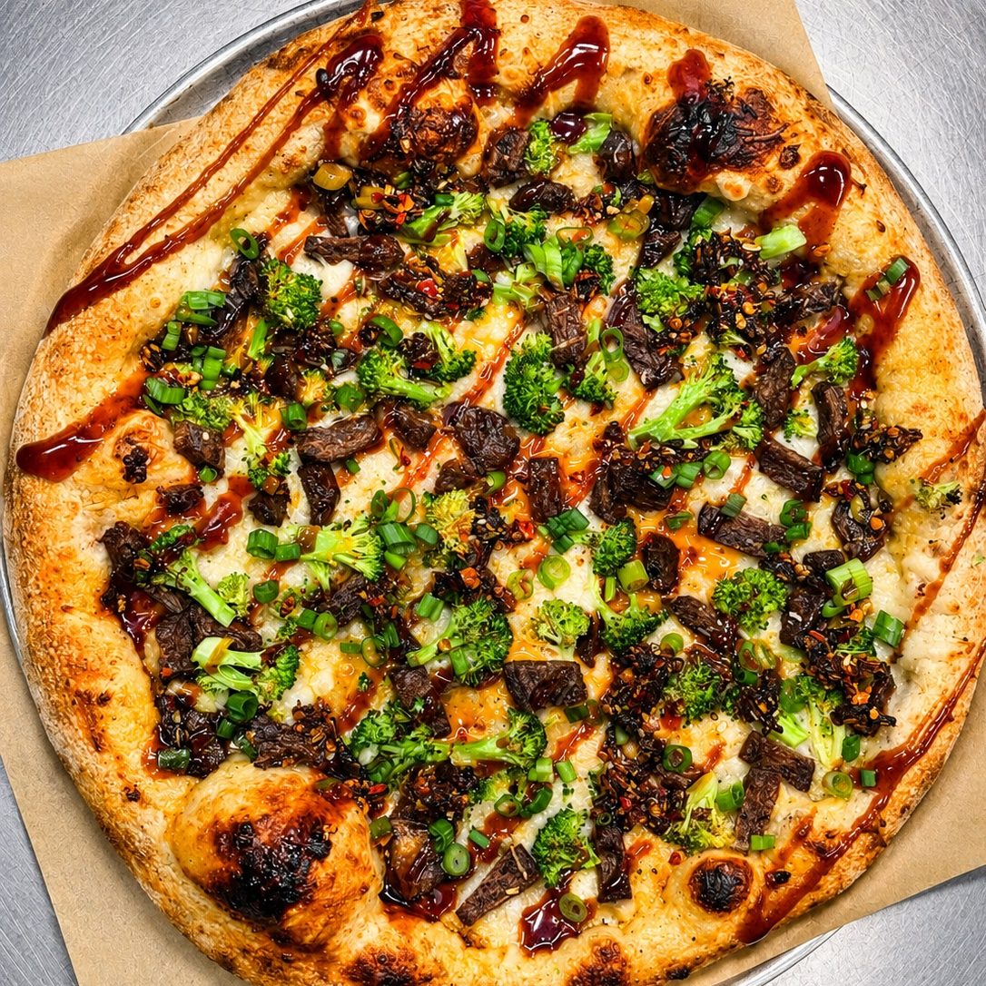 Bulgogi Beef & Broccoli Pizza.