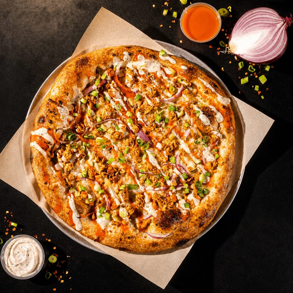 Buffalo Chick'n Pizza.