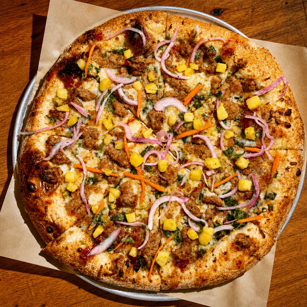 Thai BBQ Pizza.