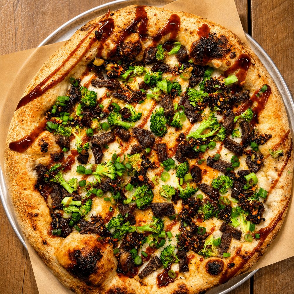 Bulgogi Beef & Broccoli Pizza.